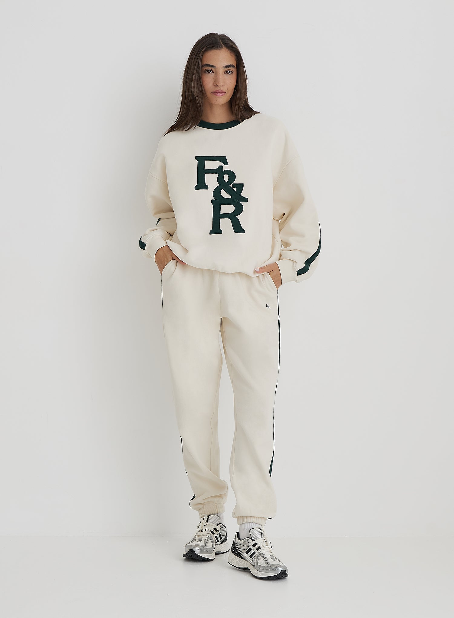 Cream F&R Branded Relaxed Oversized Sweatshirt